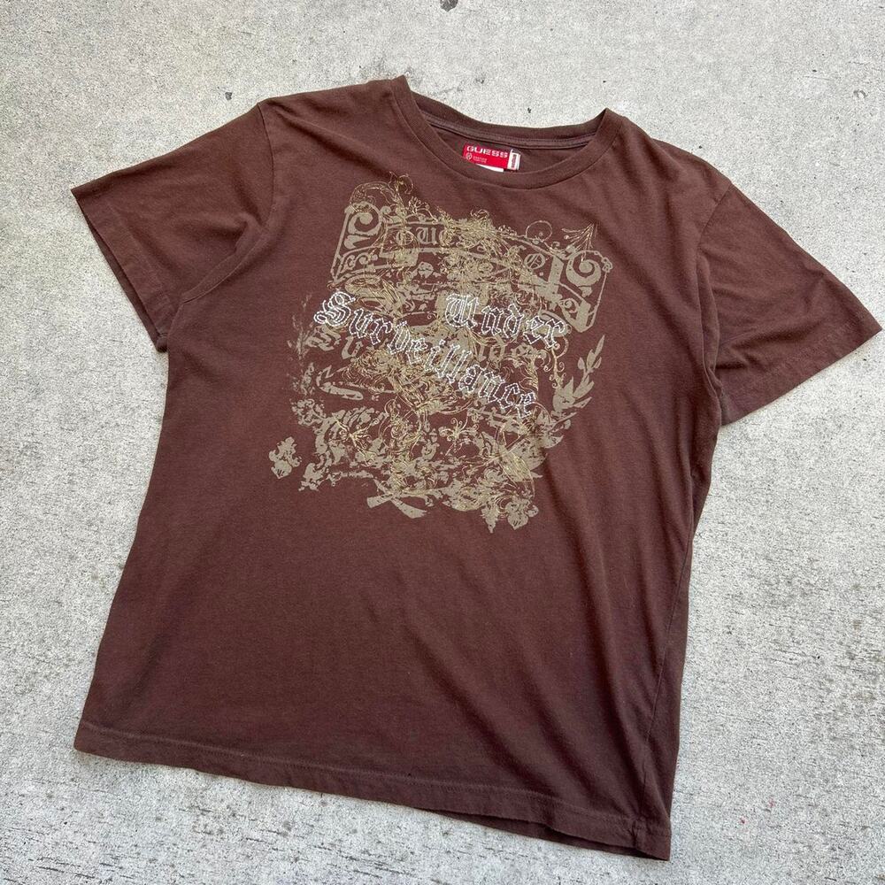 Vintage guess brown shirt y2k
